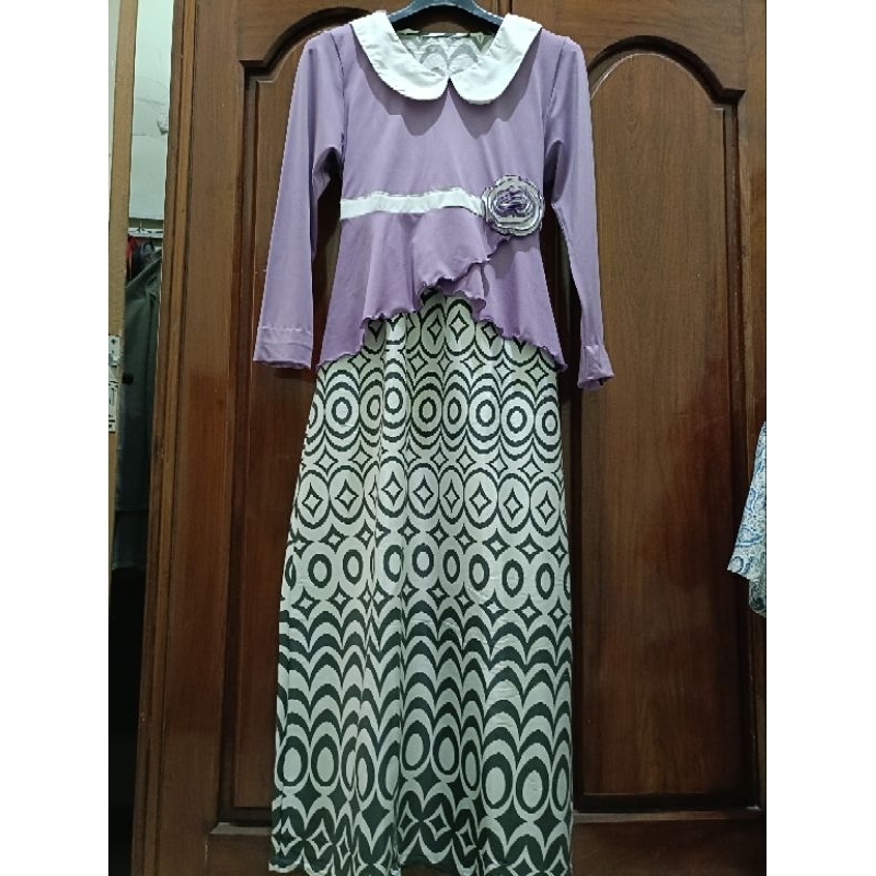 preloved dress set dg outer warna lilac