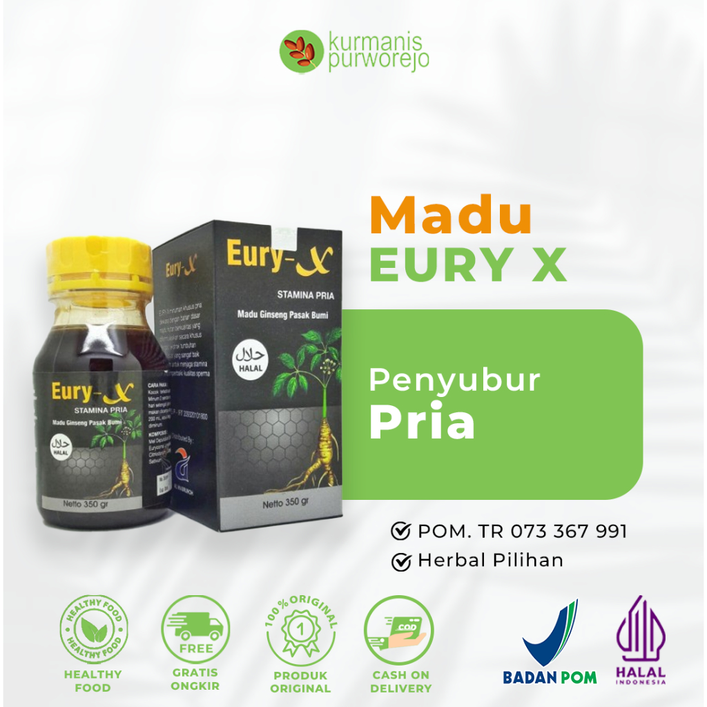 Eury X Madu Ginseng Pasak Bumi Penyubur Pria Ampuh Promil Asli 100%