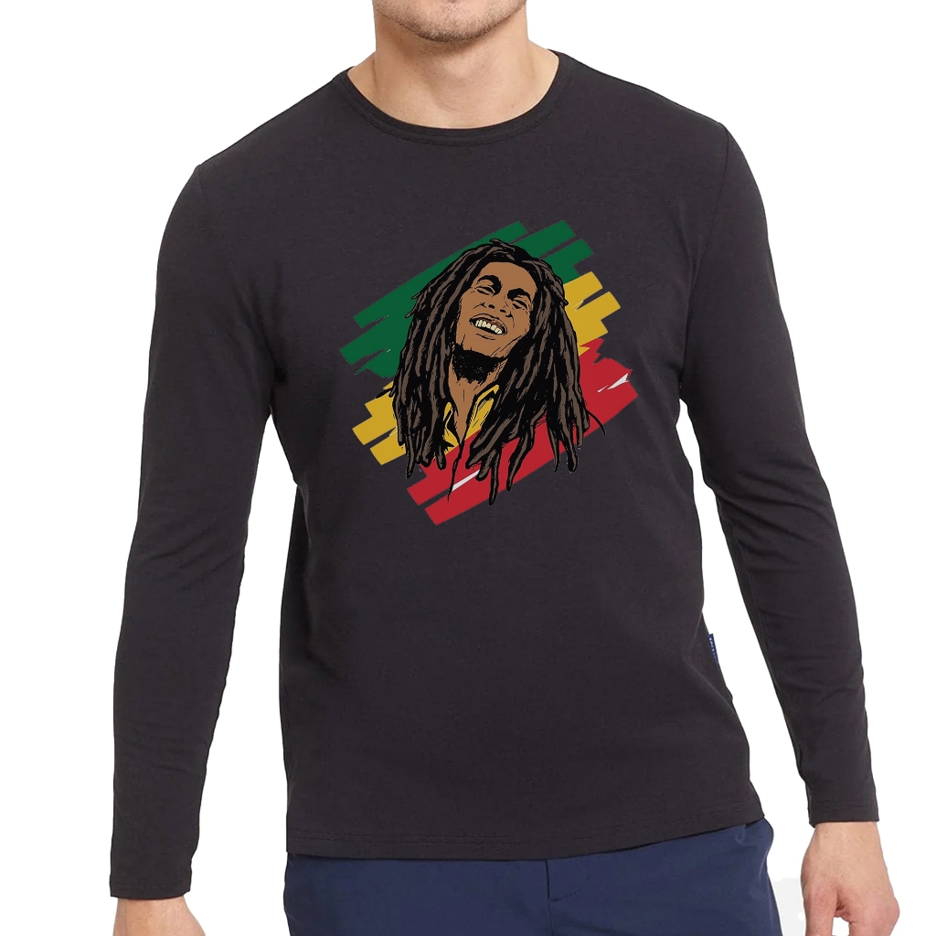 Kaos Lengan Panjang Bob Marley Raggae Jamaica Long Sleeve t-shirt Clothing