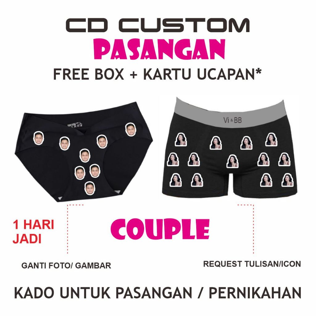 Boxr_Id Boxer Custom Foto Couple Pasangan Celana Dalam Foto Pasangan Sehari Jadi