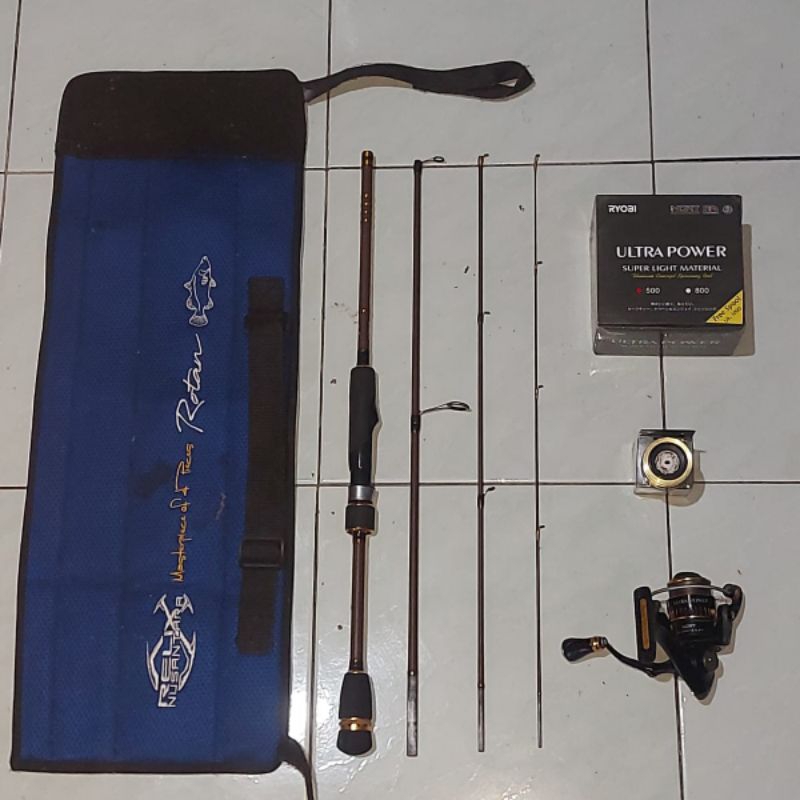 Joran travel rod rotan gen 1 + reel ryobi Up 1000