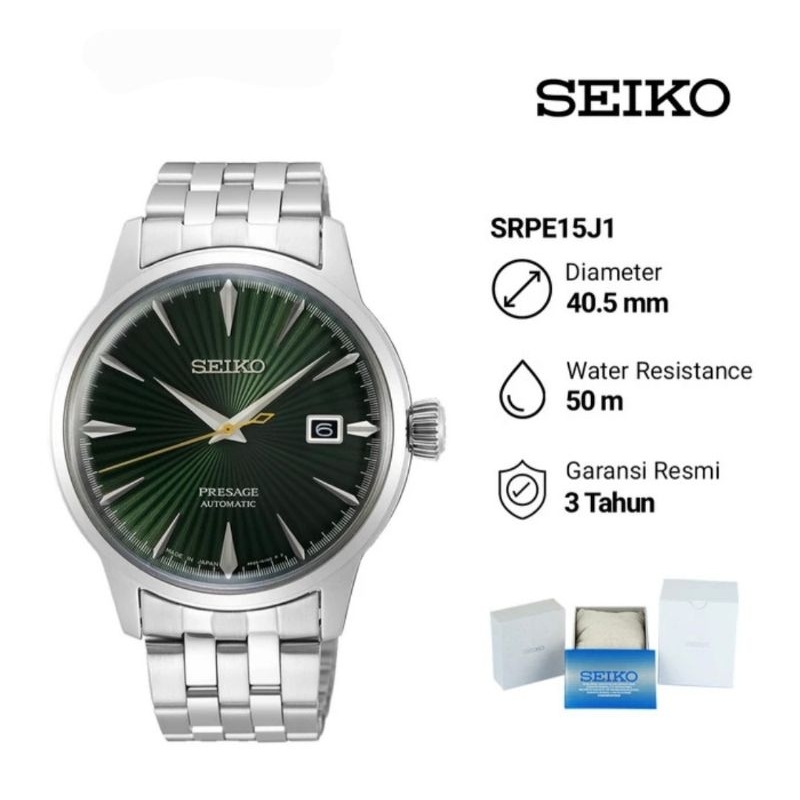 Seiko Presage SRPE15J1 Cocktail Time Mockingbird Automatic Jam Tangan Pria Original
