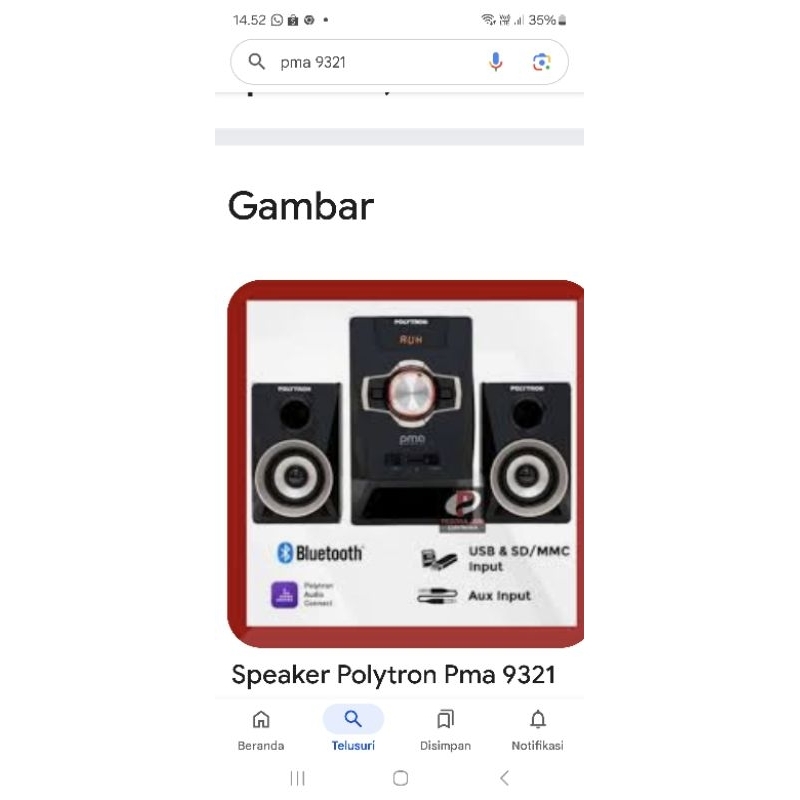 Speaker Polytron Pma 9321  Audio Portable Bluetooth USB SD Card Subwoofer Aux Bazzoke Active