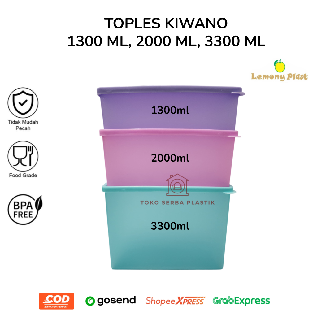 Toples Panjang / Sealware Kiwano 1300ml 2000ml 3300ml ala Tupperware / Toples Kue Nastar Lebaran