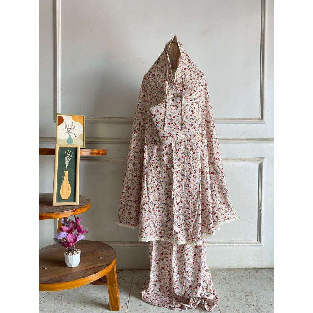 MUKENA RAYON MOTIF BUNGA ALINA RENDA KECIL SUPER LEMBUT & ADEM/MUKENA RAYON PREMIUM