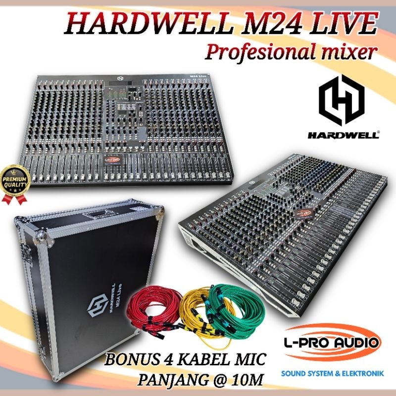 Mixer HARDWELL M24 LIVE 24 chanel Original plus Hardcase Bonus kabel mic 4 buah 10 meteran dan kaos 