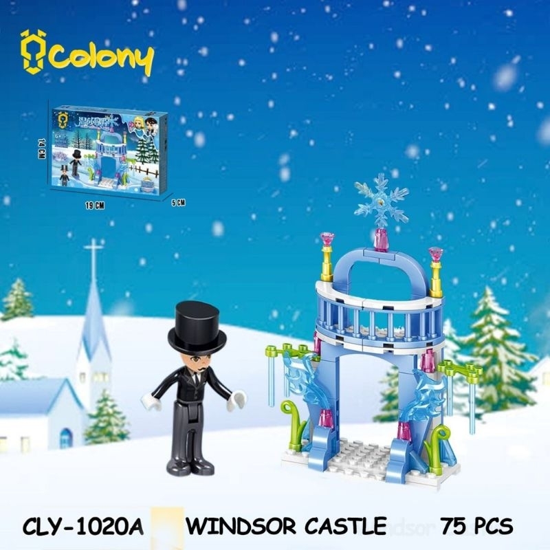 Mainan edukasi anak balok brick bricks lego mini windsor casle 3d kastil istana frozen elsa cake top
