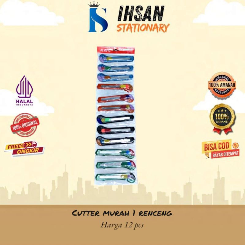 

cutter kecil murah jenia 1 renceng isi 12 pcs