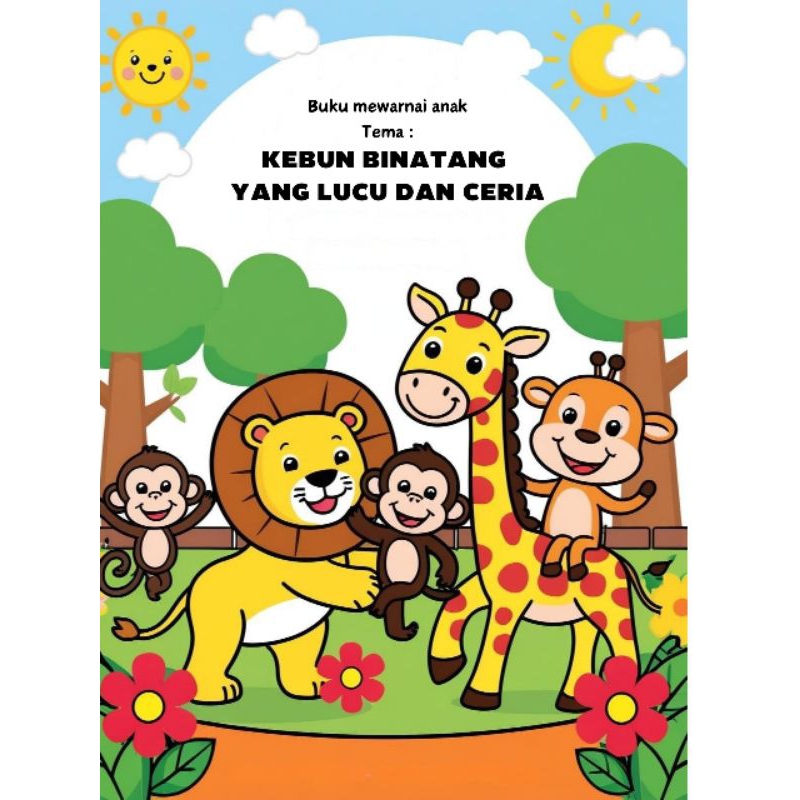 

buku mewarnai tema kebun binatang yang lucu dan ceria ukuran a5, 20 lembar