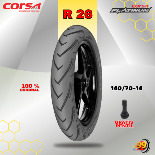Ban Belakang Motor YAMAHA AEROX CORSA R26 PLATINUM 140/70 Ring 14 Tubeless