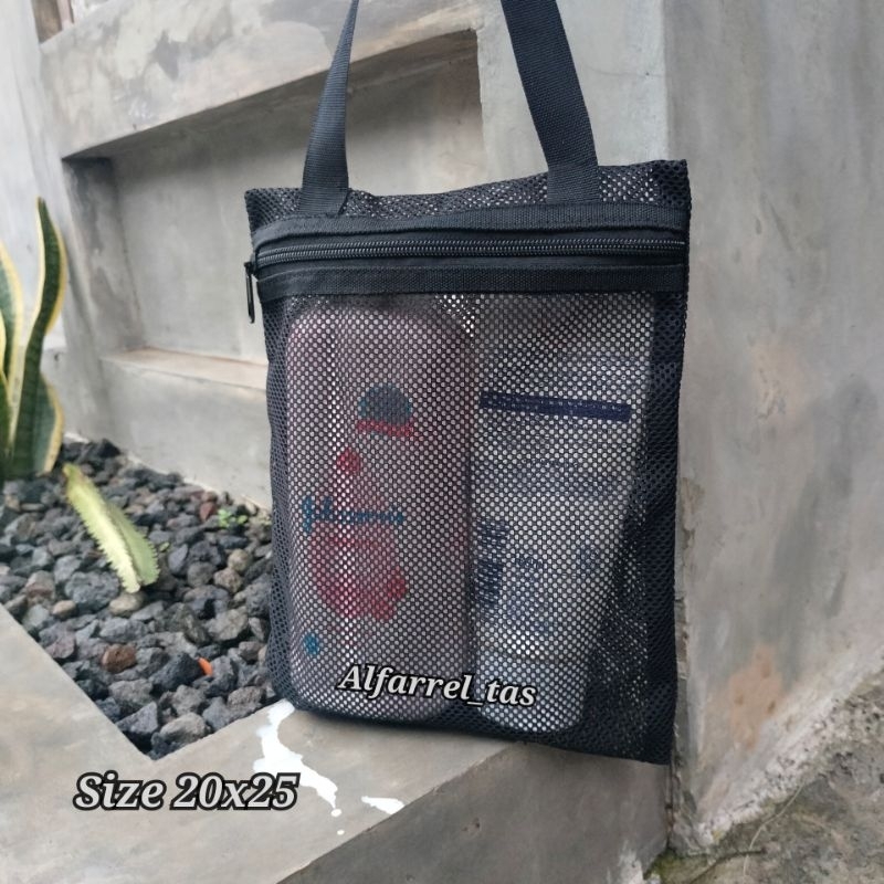 Tas Jaring Tempat Bedak Bayi Kosmetik / Totebag Mini Serbaguna Tempat Sabun mandi Traveling Organize