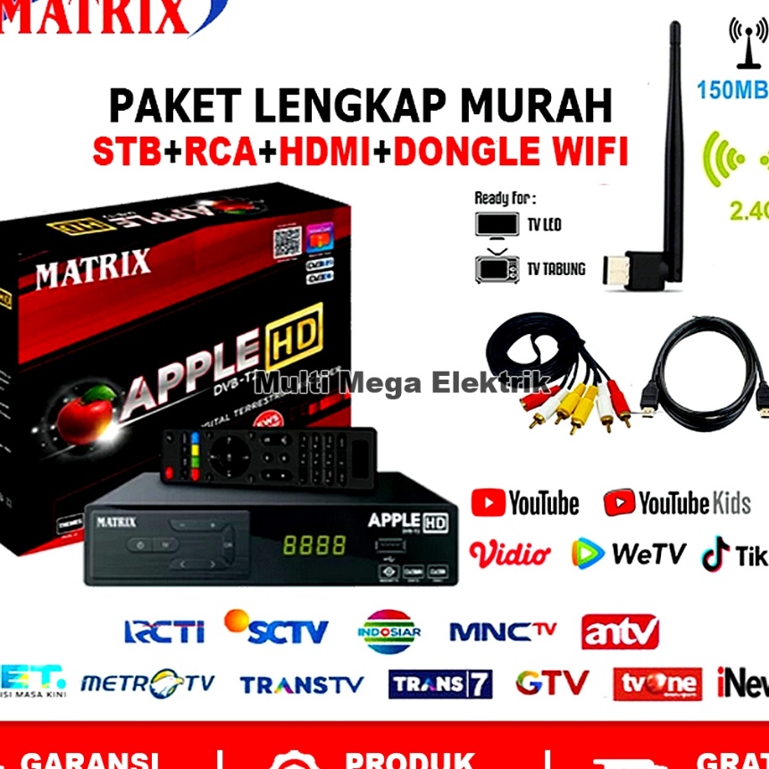 Wow COD SET TOP BOX TV DITAL MATRIX APPLE DVB T2 EWS HD  SET TOP BOX TV DITAL MATRIX  ALAT TV DITAL 