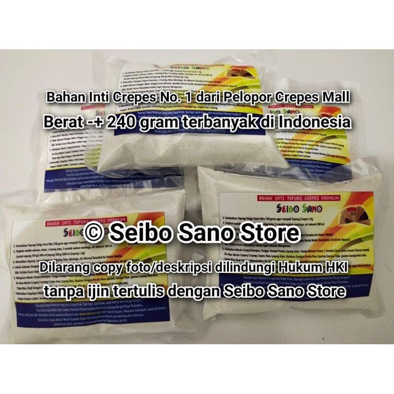 

Bahan Inti/Biang Crepes 100 pcs, masing-masing 240 gram per pcs