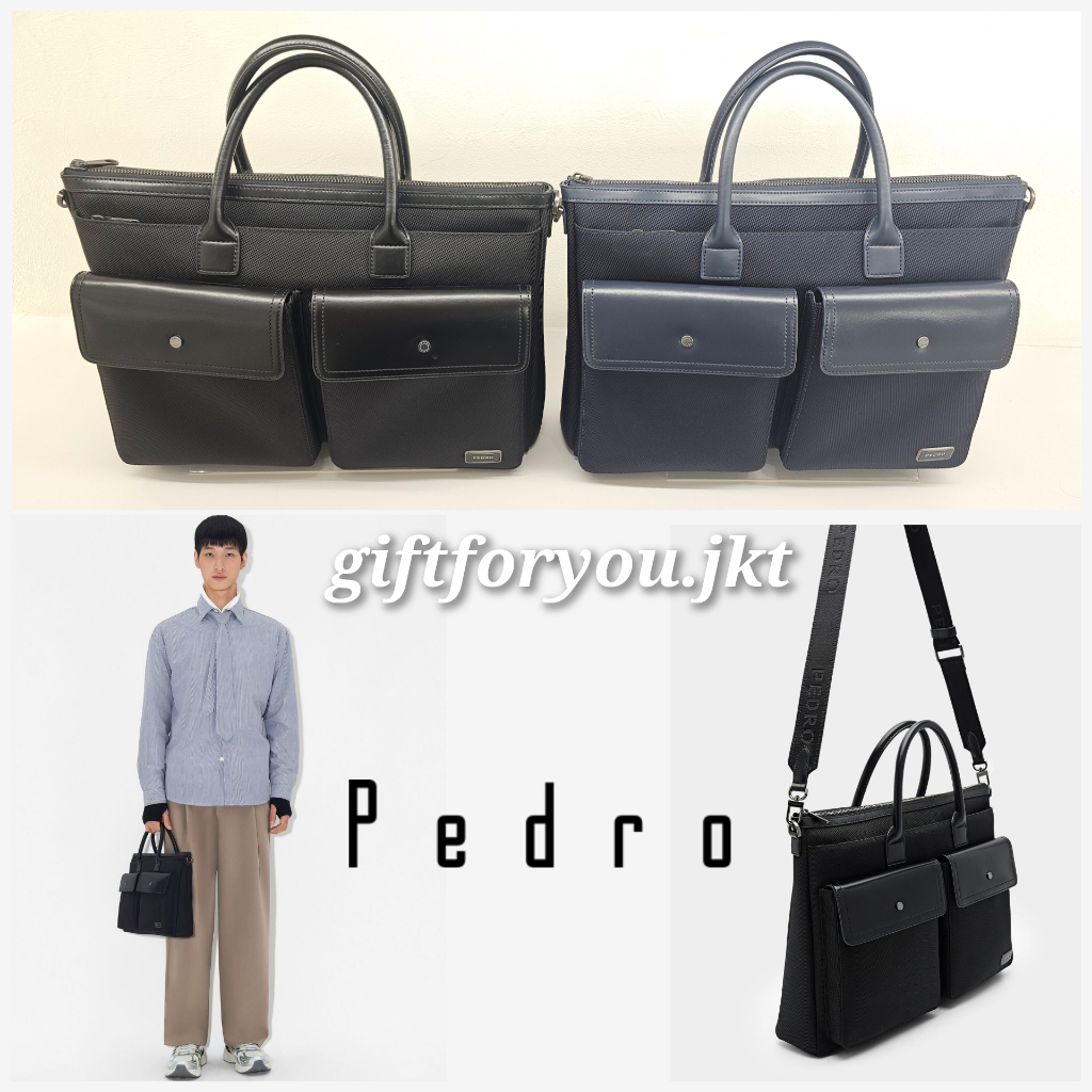 Tas Kerja Kulit Original Pedro Elliott Leather Briefcase Pria Cowok Laki-Laki Man Men Bag