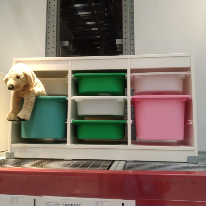IKEA TROFAST rak penyimpanan barang dg ember tarik 2 susun kombinasi rak kayu plastik