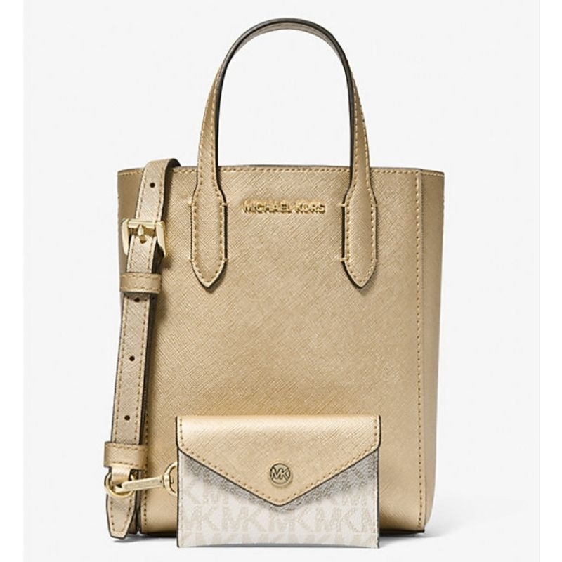 READY NEW Tas MK Michaell Korss Vincent Extra Small Metallic Gold Crossbody Bag