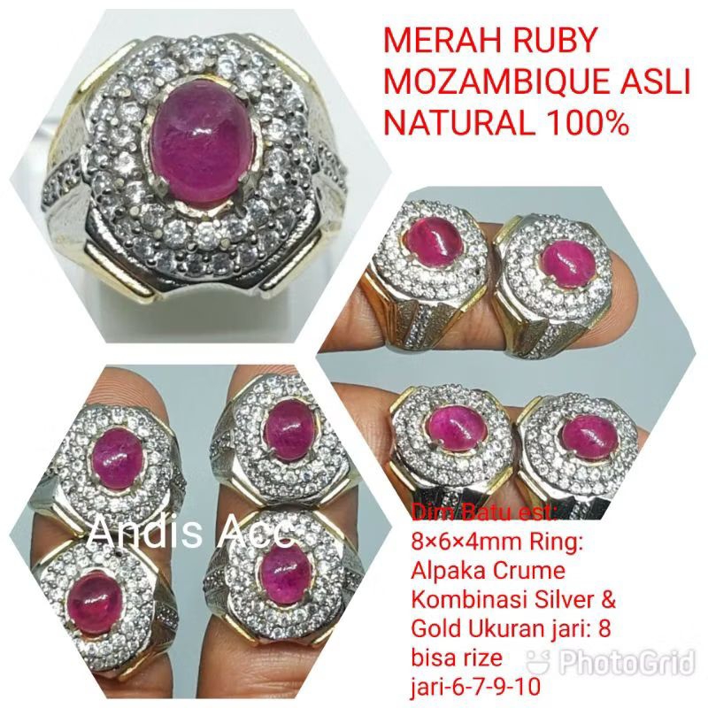 CINCIN BATU MERAH RUBY MOZAMBIK NATURAL