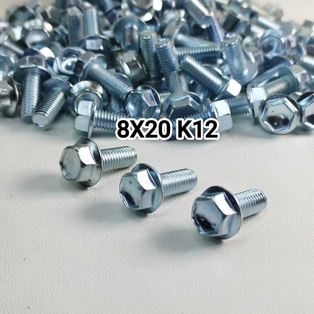 Baut Flange Bolt M8x20 Kunci ( T12 )  Putih