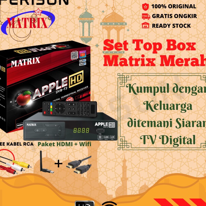 Terlaris Ferison Set Top Box Tv Dital Matrix DVB T2 Apple Bisa untuk TV TabungLED dvb t2  set box tv