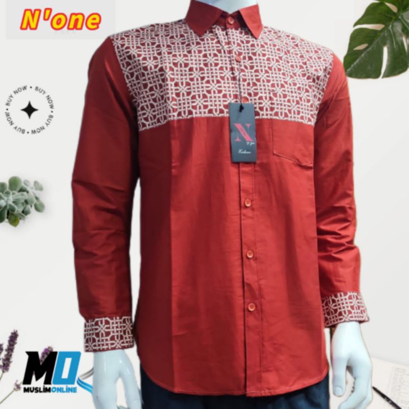 kemko kh n'one kemeja koko pria dewasa tangan panjang premium original