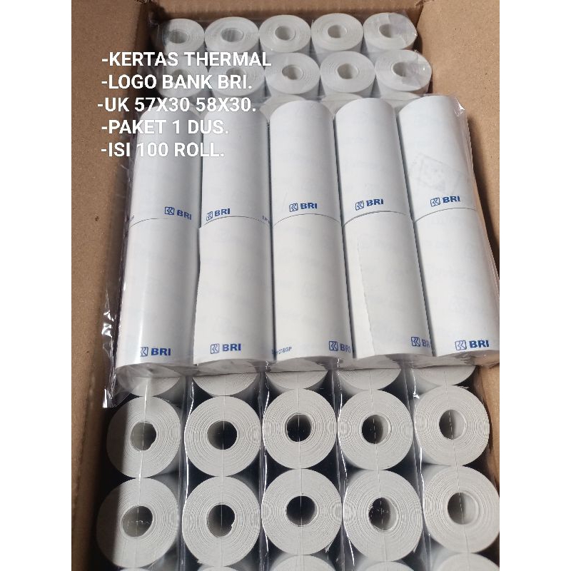 

KERTAS THERMAL LOGO BANK BRI1 box isi 100 roll