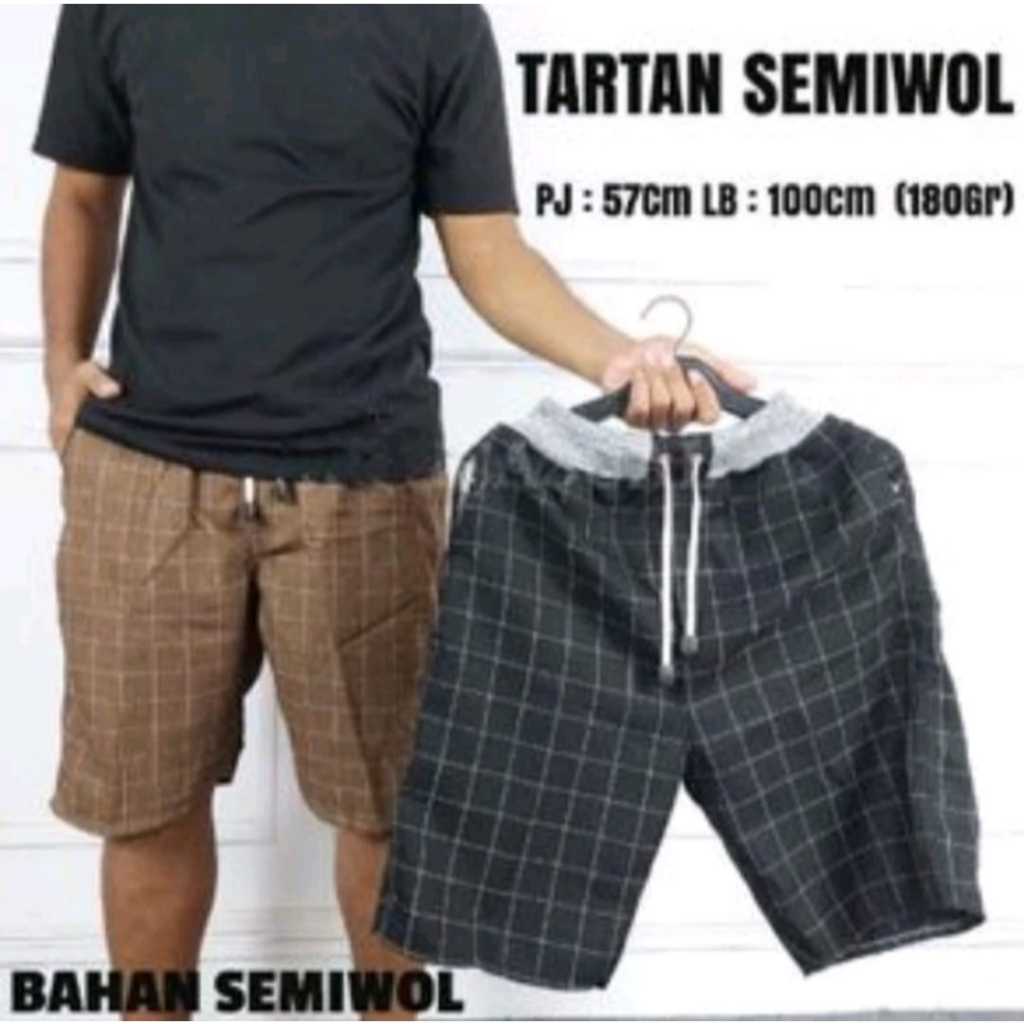 CELANA TARTAN PENDEK ALL SIZE-BIG SIZE 1 PAKET ISI 2 CELANA PRIA WANITA MOTIF KOTAK KOTAK