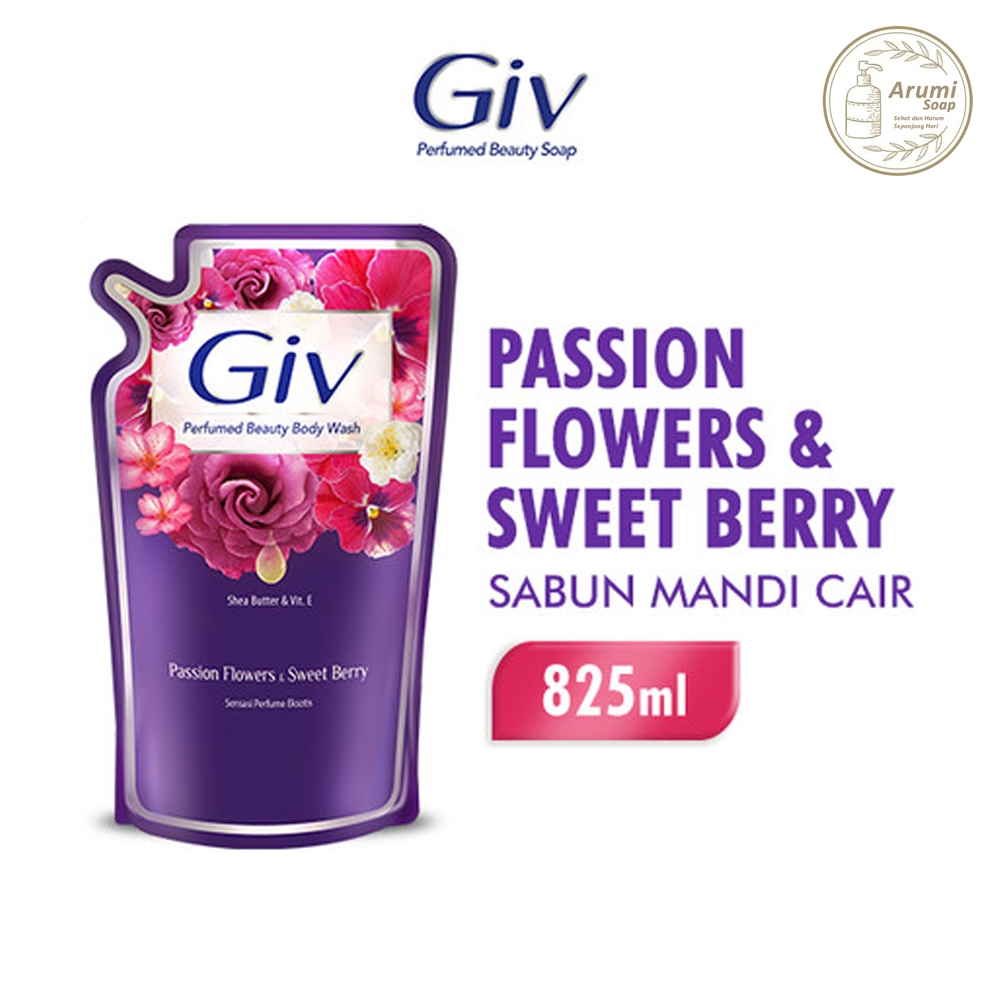 GIV Body Wash Sabun Mandi Cair 825ML Refill Jumbo Flower Glowing White Beauty GIV Perfumed