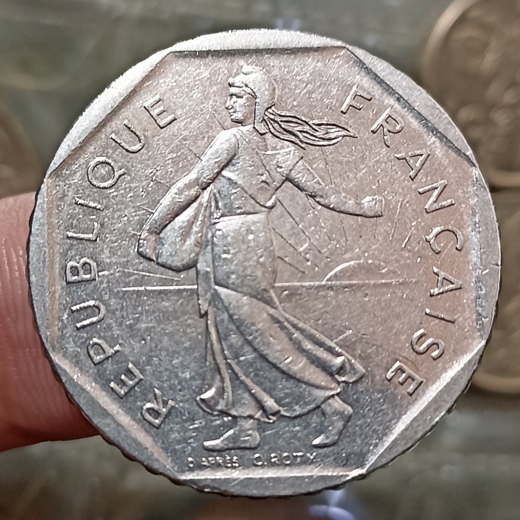 Koin Kuno France 2 Francs Tahun Campur