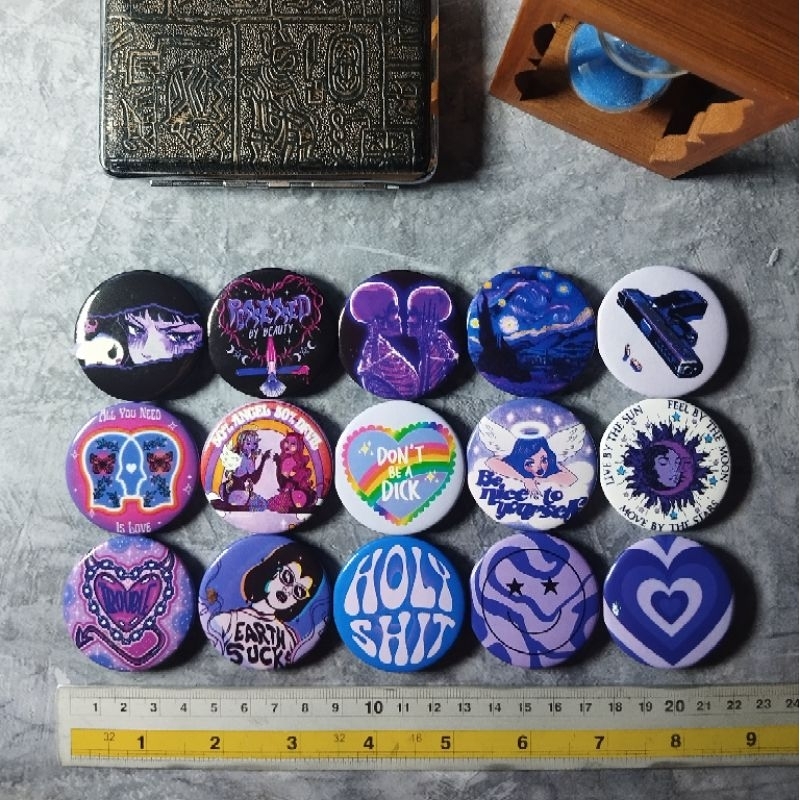 Pin Button Purple Edition  Pin Peniti Aksesoris Wanita Charm Bag Bros Jilbab Tas Topi Lucu Aesthetic