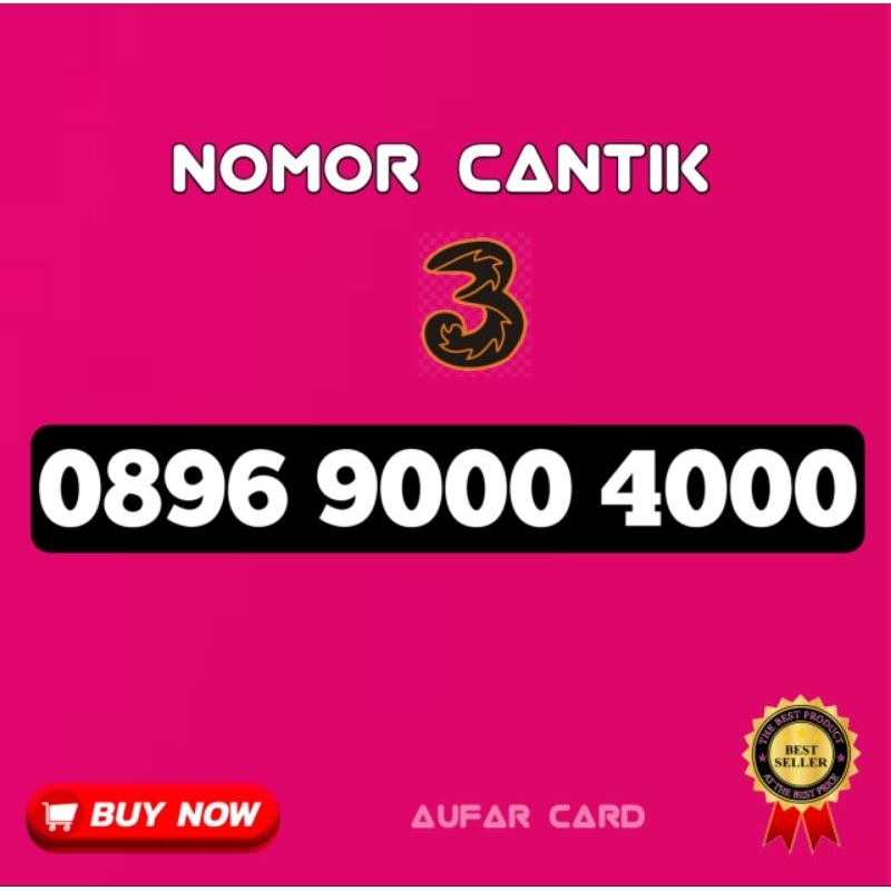 Nomor Cantik Tri Three 3 Reguler Prabayar Dobel ribuan 9000 4000 awalan 0896