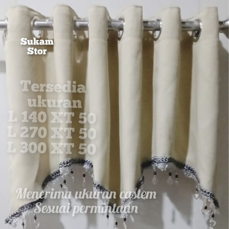 gorden poni lopster atas pintu gorden blakcout polos mewah dengan manik manik