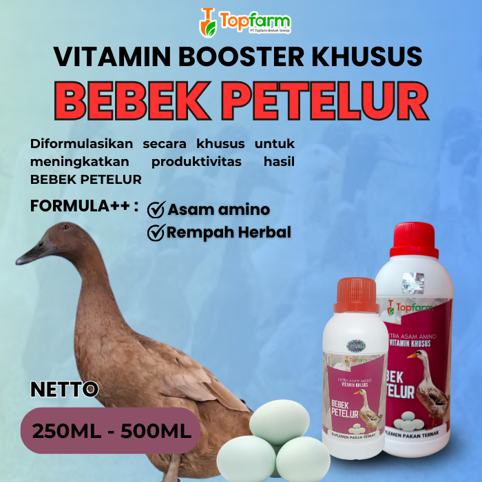Vitamin Bebek Petelur 250ML - 500ML/ Vitamin Pemacu Bebek Petelur/ Vitamin Bebek Cepat Bertelur/ Vit