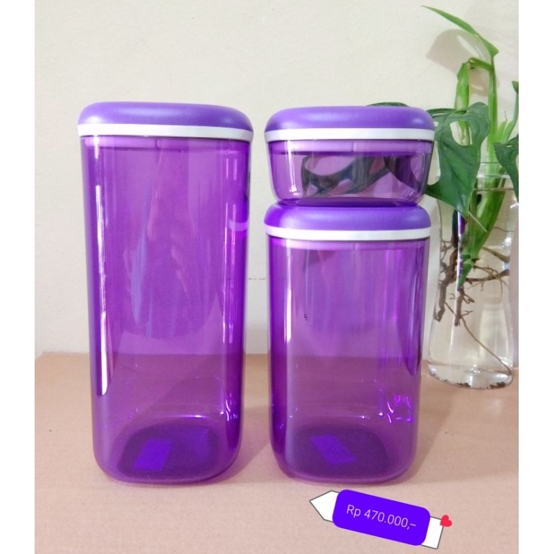 Crystal Canister Tupperware Toples Cantik Bening Ungu