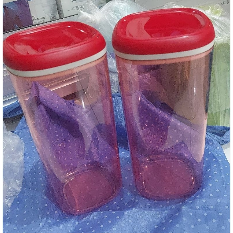 Crystal Canister High 1,8 L toples bening cantik merah