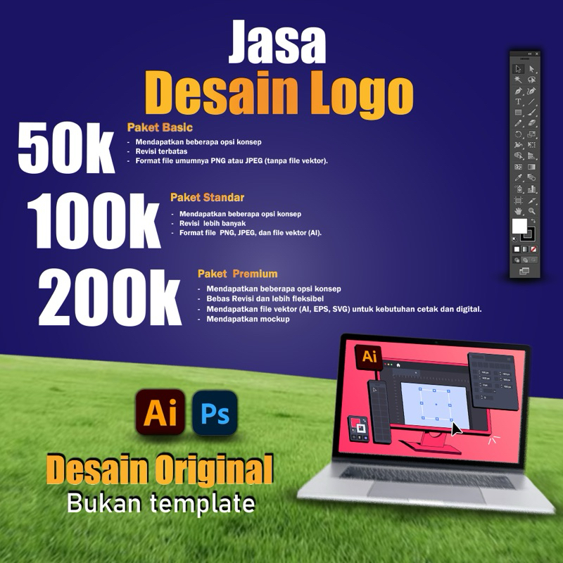 Jasa desain Logo keren simple dan minimalis, original.