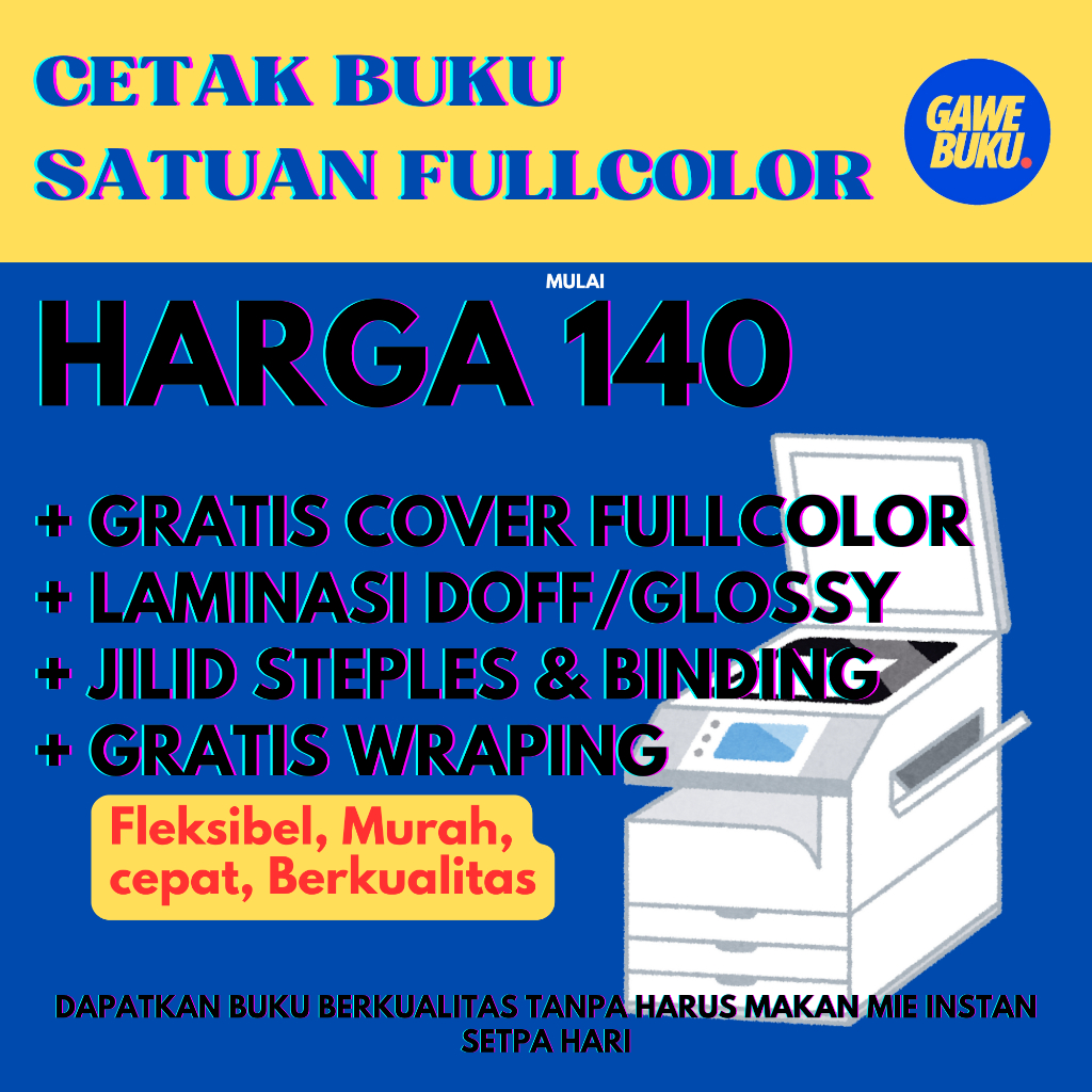 Jasa Print Warna/Cetak Buku Fullcolor Murah + Cover (SoftCover)