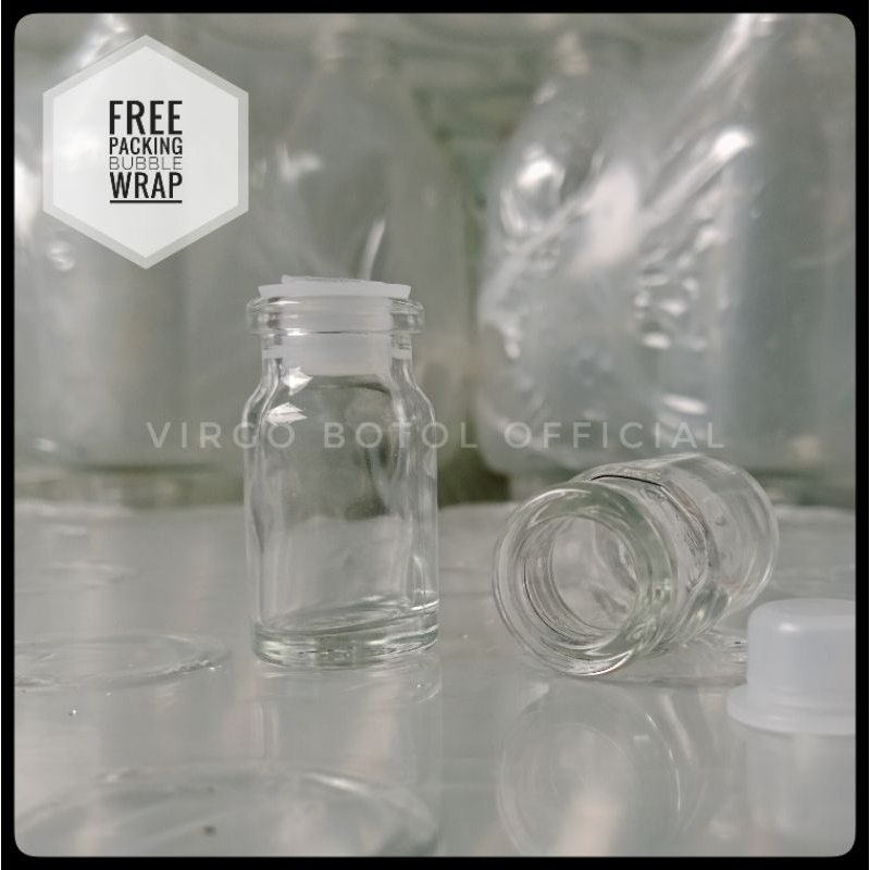 Botol Kaca Vial 5m Tebal Tutup Sumbat Plastik