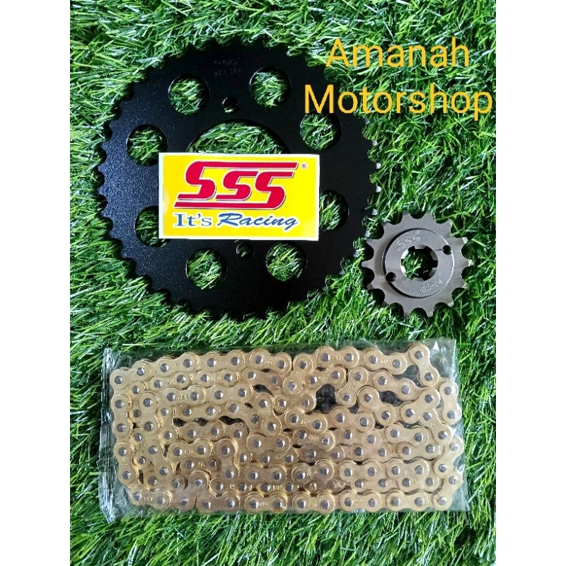 gear gir set sss hitam/black 415 kph rantai gold Supra x125/kharisma/Blade/Revo new/Revo fit/Revo ab