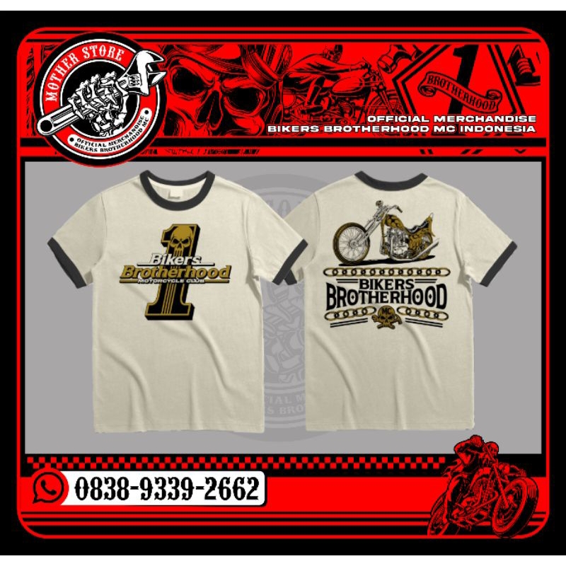 Kaos Lengan Pendek 1 BBMC Broken White Merchandise Bikers Brotherhood MC