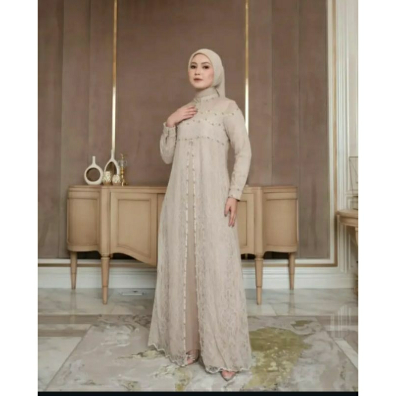 Ready Siap Kirim Aluna Dress Beige XL by kaleela Kaleela.id