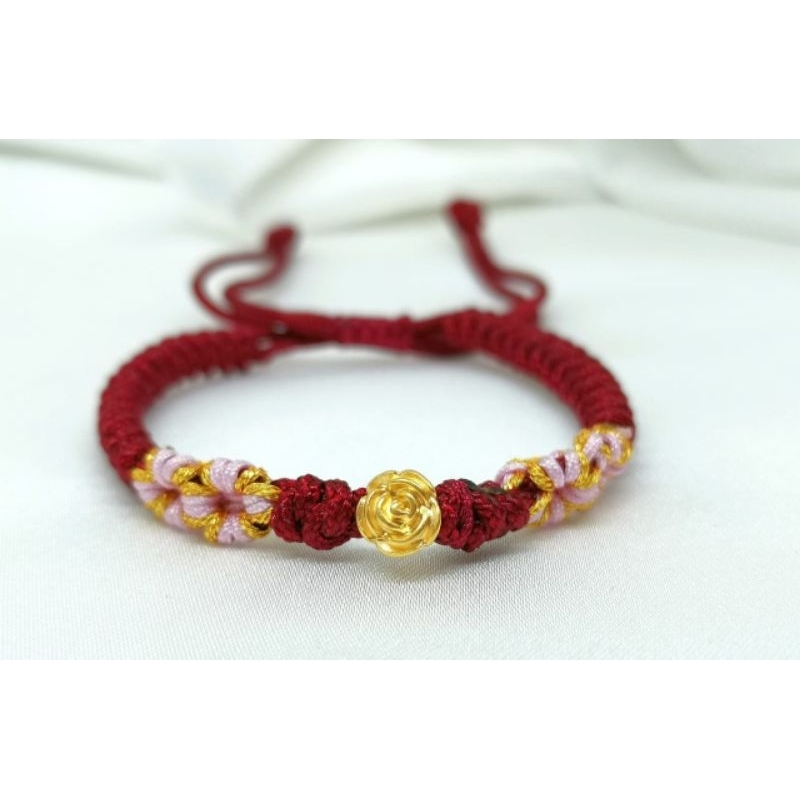 Gelang Emas Asli Mawar 24K Hongkong 999% Tali Bunga