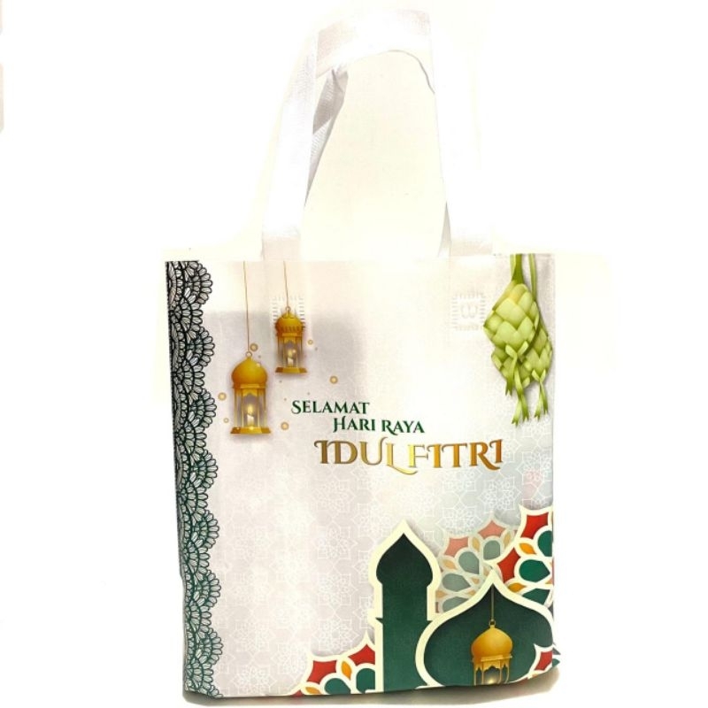 

Tas Spunbond Laminasi Lebaran Ukuran Medium 40x30x8 cm Tas Laminasi Idul Fitri Hampers THR Fitrah Sembako