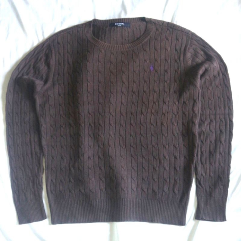 NOTON Cable Kepang Coklat Brown Knitwear Sweater Sweatshirt Crewneck Rajut Wool Jaket