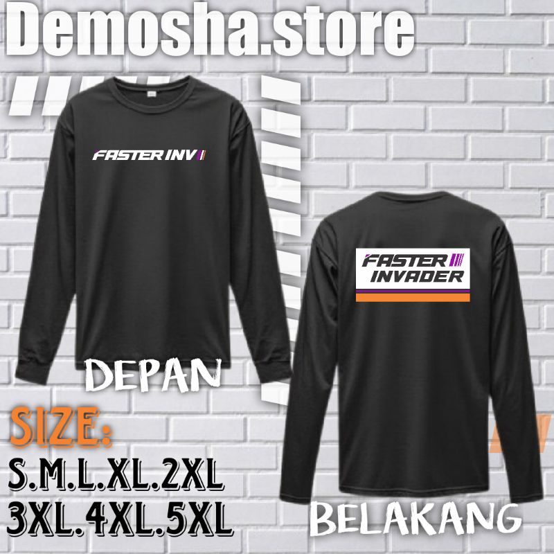 Baju Distro KAOS Lengan Panjang Racing Faster Invader Pria Wanita|KEREN KEKINIAN