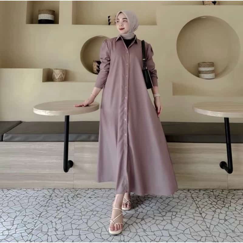 Madina Dress Gamis Lebaran Gamis Simple Polos Bahan Toyobo Premium