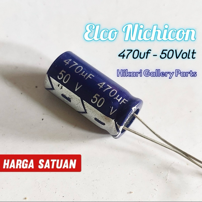 KAPASITOR ELCO 470uf 50v Ori Nichicon / ELCO CAPACITOR 470UF 50 VOLT Nichicon / Kapasitor Elko 470uf