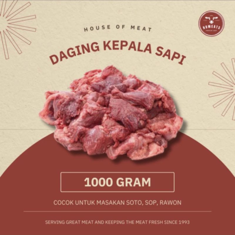 

Daging Kepala Sapi Lokal Segar Fresh Premium 1000 Gram 1 KG