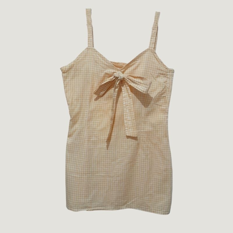 Preloved Nitcy Mini Dress Wanita Motif Kotak