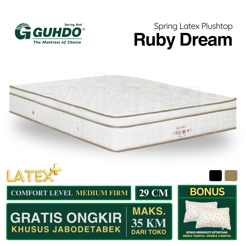 Kasur Springbed Guhdo Ruby Dream Spring Latex Tebal 29 cm 90x200 120x200 160x200 180x200 200x200 (Ka