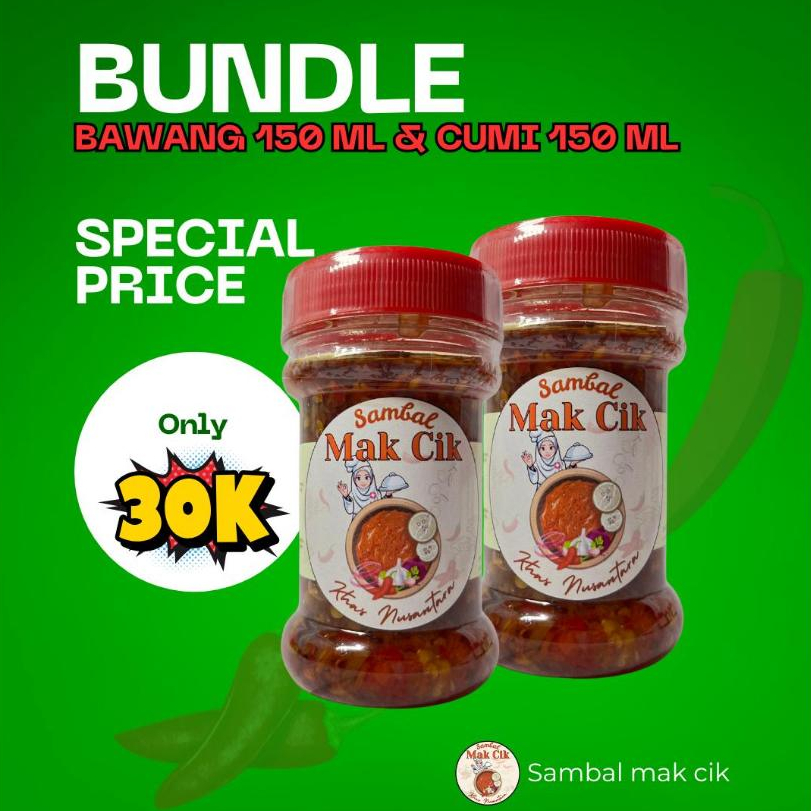 

2 Botol Bundle Cumi 150 ml dan Bawang 150 ml - Sambal Mak Cik Khas Nusantara